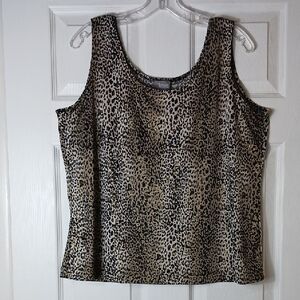 Chico's Travelers Collection Leopard Metallic Sleeveless Tank Blouse Size L/XL